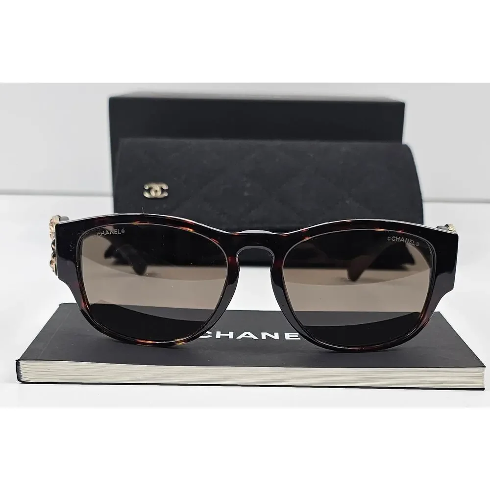 CHANEL Rectangle DARK HAVANA BROWN Sunglasses - Picture 3 of 8